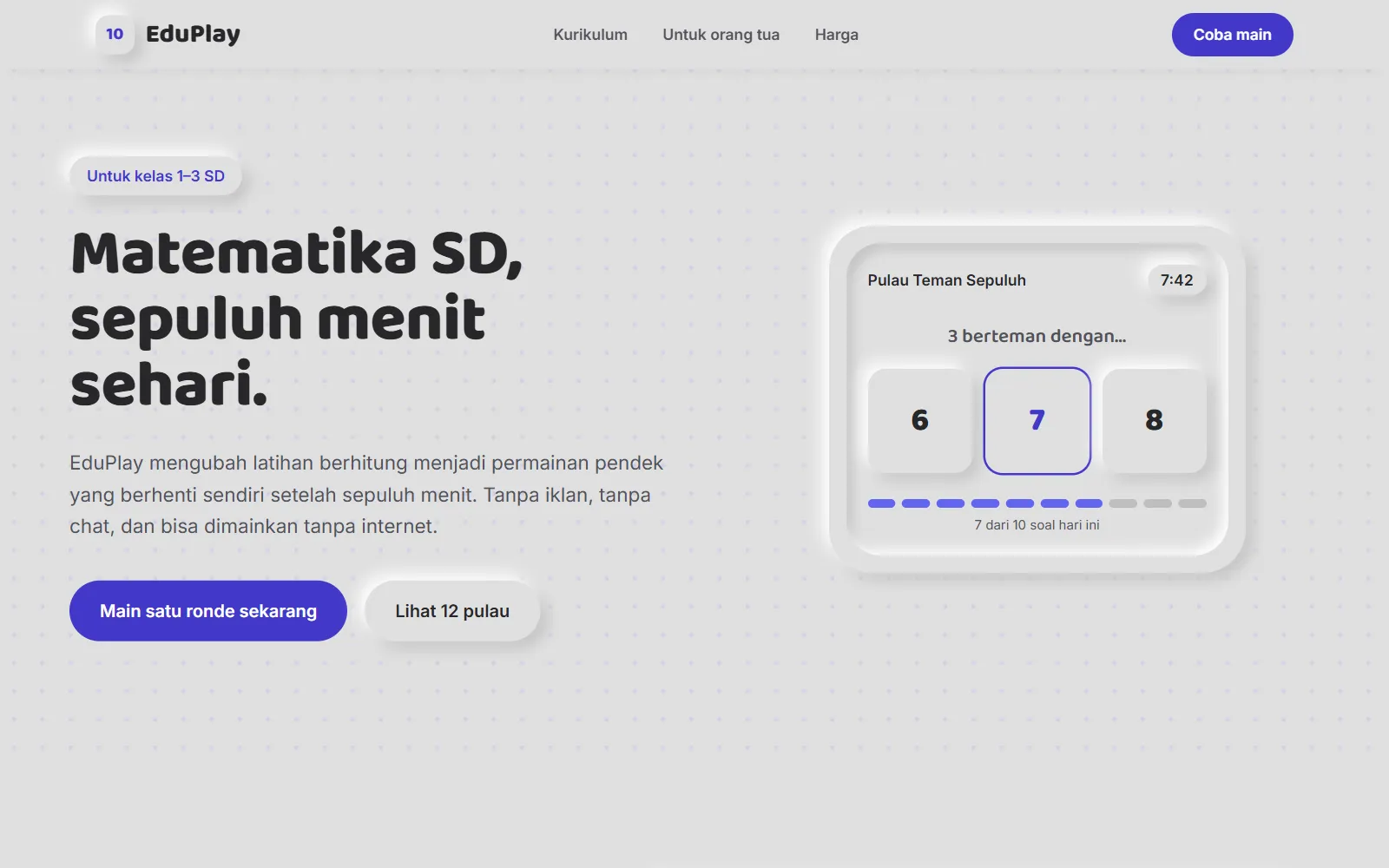 Tampilan layar pertama template EduPlay